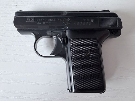 Reck P 6 S 8mm Knall- und Gaspistole mit Abschussbecher in OVP Sammlerstück