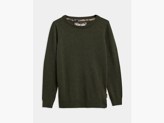 Barbour Pendle Crew Jumper, Olive/Birchwood Tartan, Women’s 12