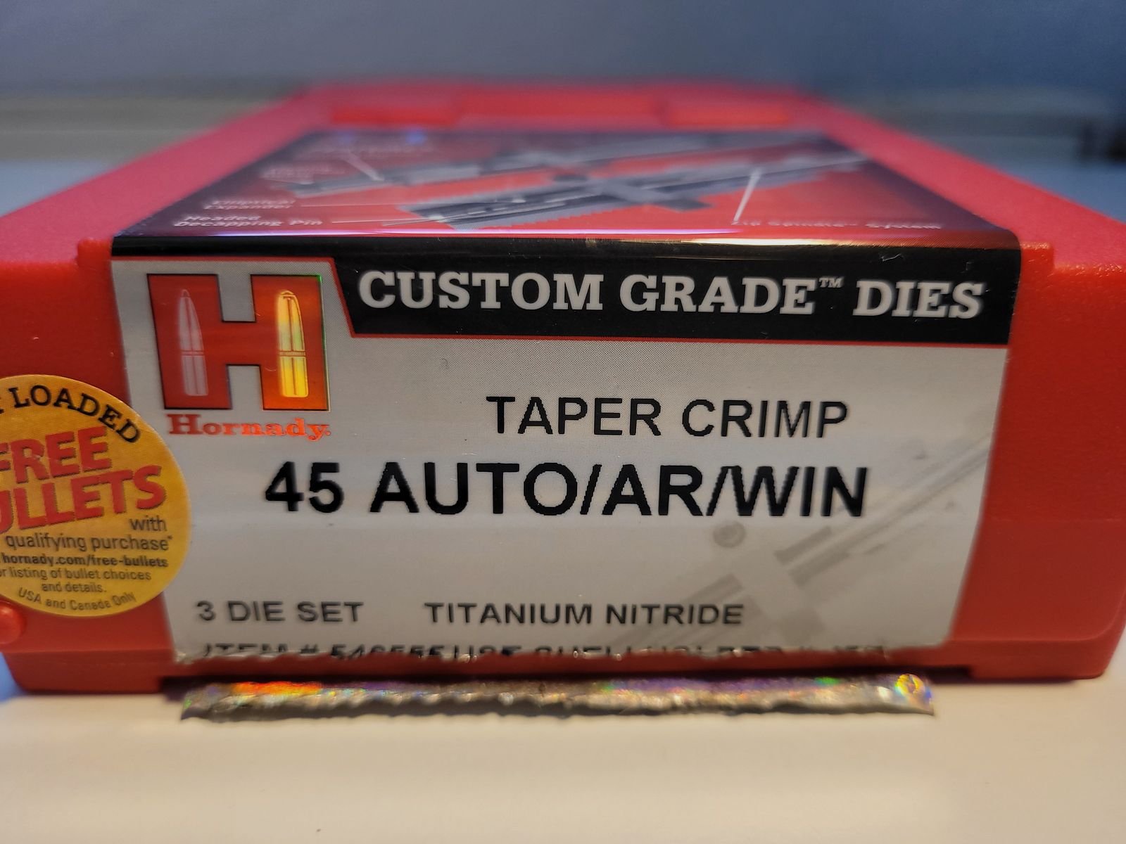 .45 ACP / AUTO / AR / WIN Hornady die set, carbide, TAPER CRIMP, Art-No.: 546555