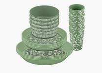 Set di piatti Blomster Natura 16 pezzi verde