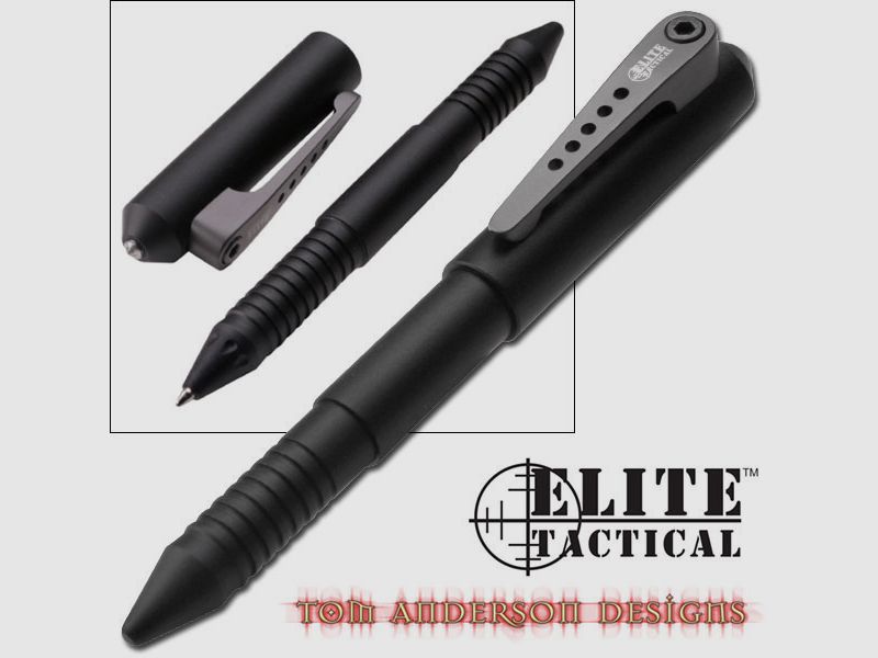 Penna tattica in alluminio CNC con rompighiaccio. Inchiostro nero.