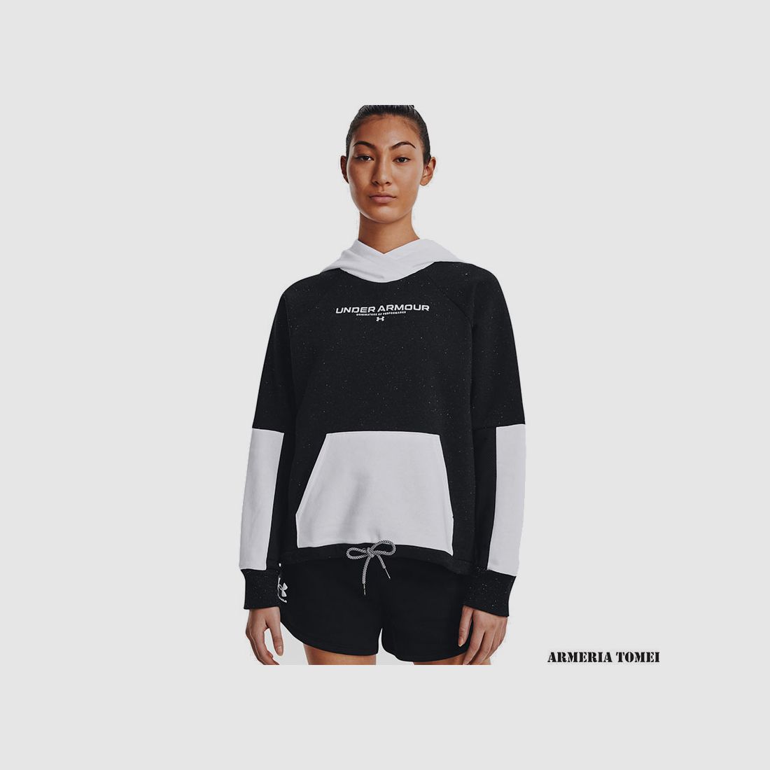 UNDER ARMOUR – WOMEN – RIVAL + FLEECE Black / White, image 3 of 4