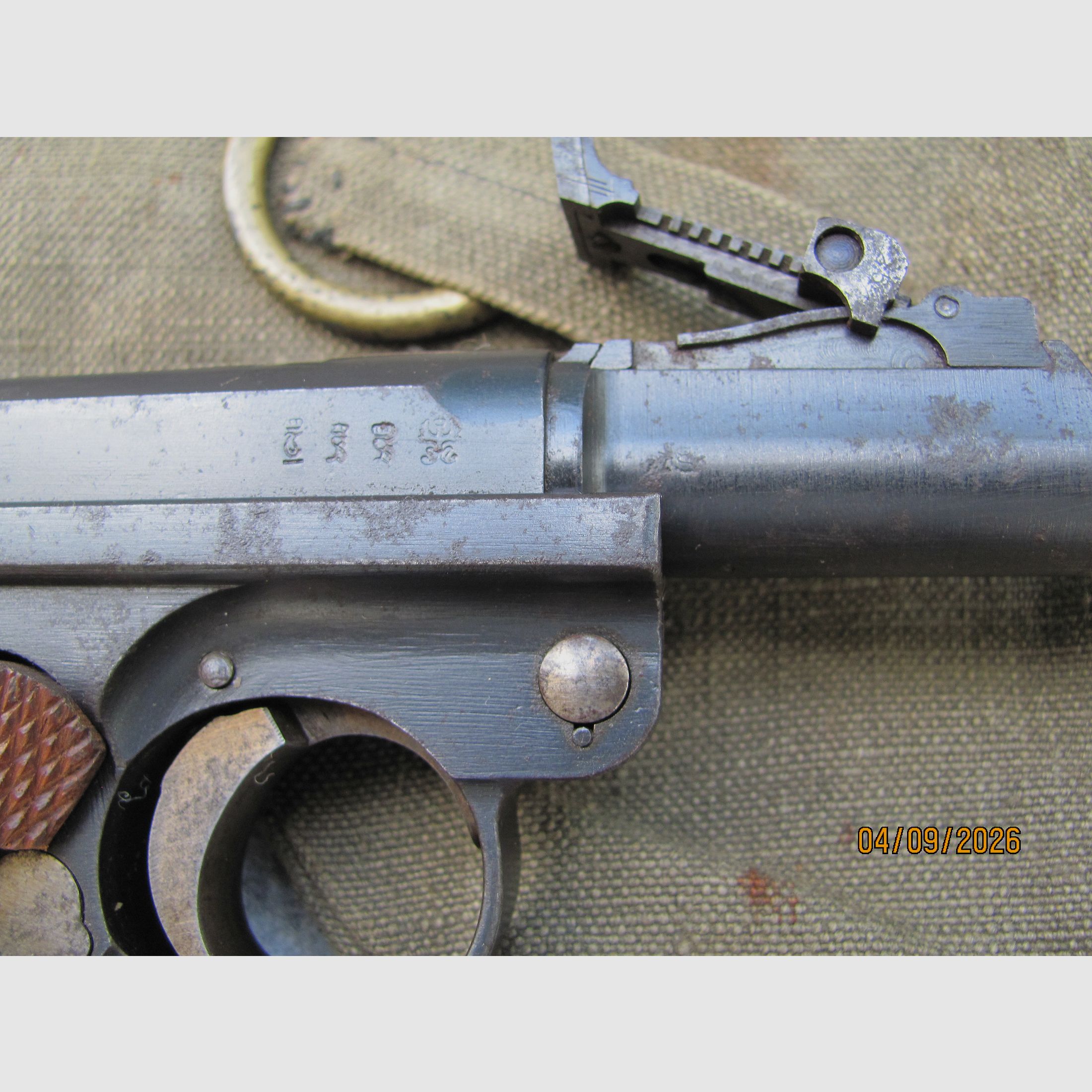 P 08 lang DWM 1917 rote 9 mit Originalzubehör und Stofftasche für Flieger, Zeppelin, Ballon, Panzer A7V