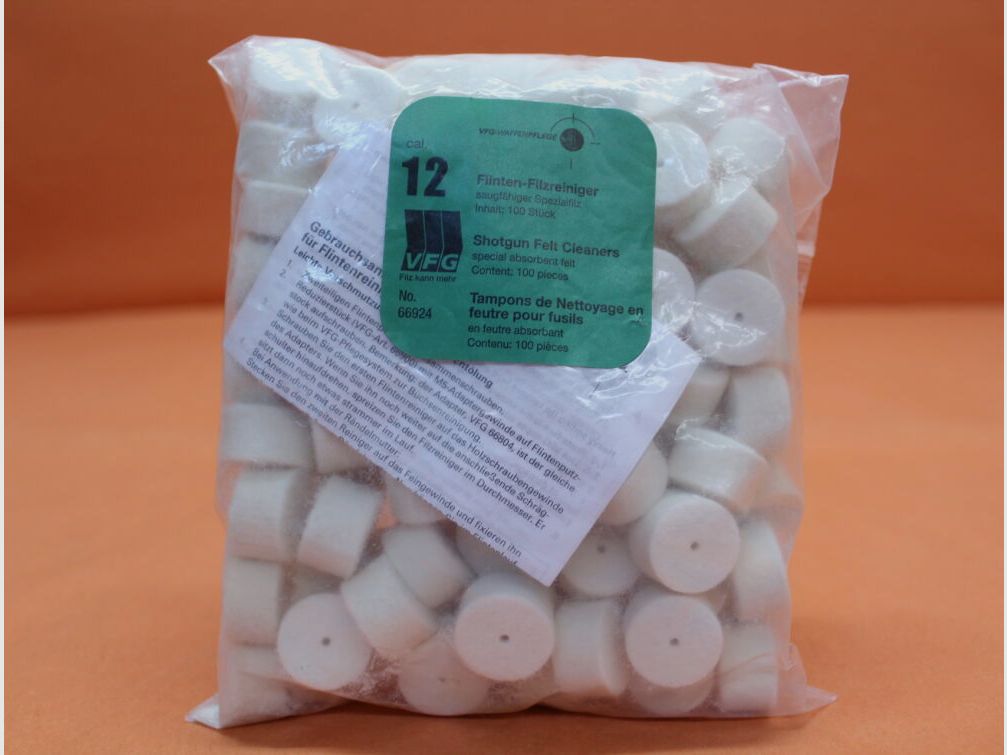 VFG. VFG nettoyeur de fusil 12 GA (66924) 100 pcs. feutre spécial absorbant