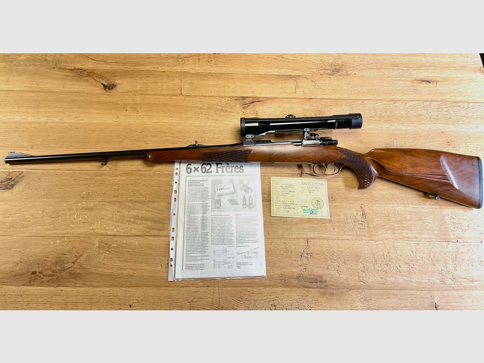 Repetierbüchse Karl Hauptmann Mod. Ferlach Kal. 6x62 Frères mit ZF Zeiss Diavari Z  1,5-6 x42 - neuwertig