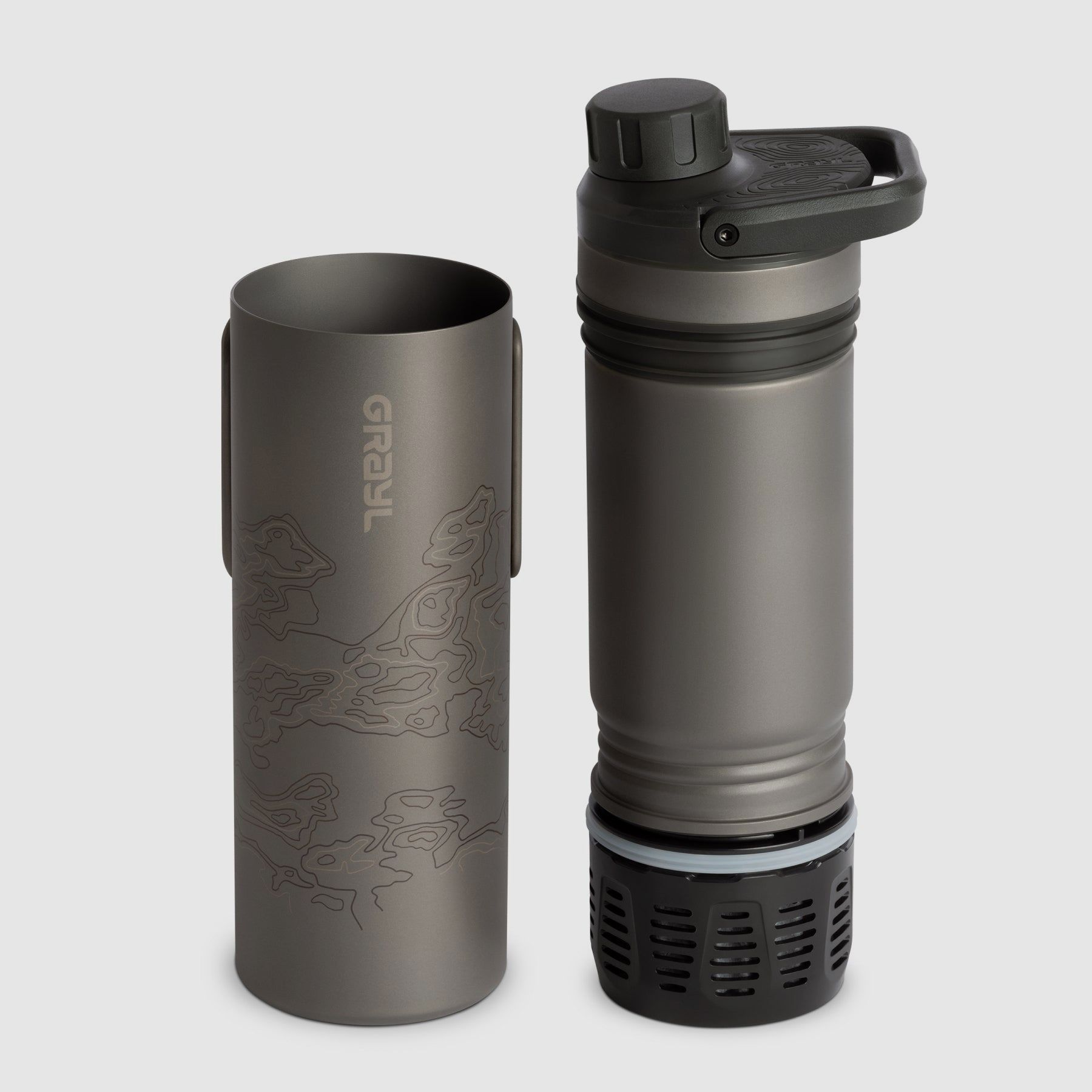 Grayl UltraPress Titanium 500 ml – Titan Filterflasche zum Filtern und Kochen