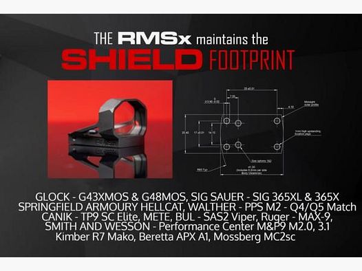 SHIELD SIGHTS Leuchtpunktvisier RMSx XL 4 MOA GLAS-Linse