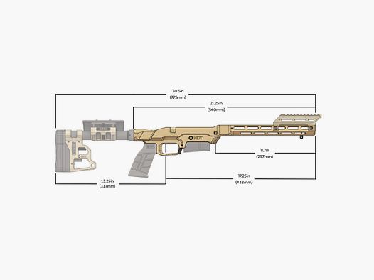 MDT LSS-XL Gen 2 Carbine Stock Chassis System Ruger American SA RH FDE