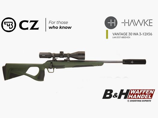 CZ 600 ERGO + zestaw z kolbą w komplecie z lunetą 3-12x56, tłumikiem, montażami