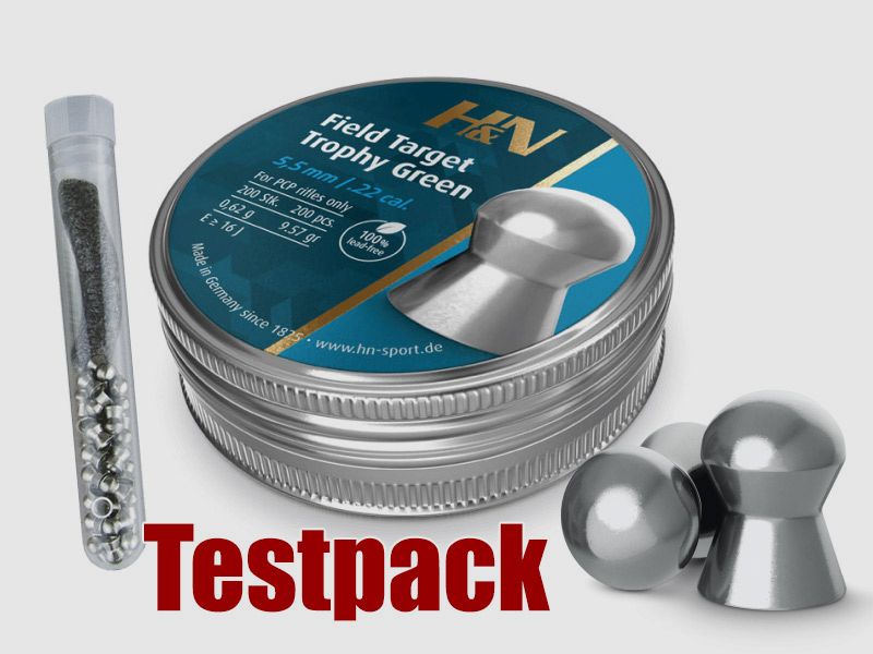Testpack Rundkopf Diabolos H&N Field Target Trophy Green Kaliber 5,5 mm 0,62 g glatt 20 StĂĽck