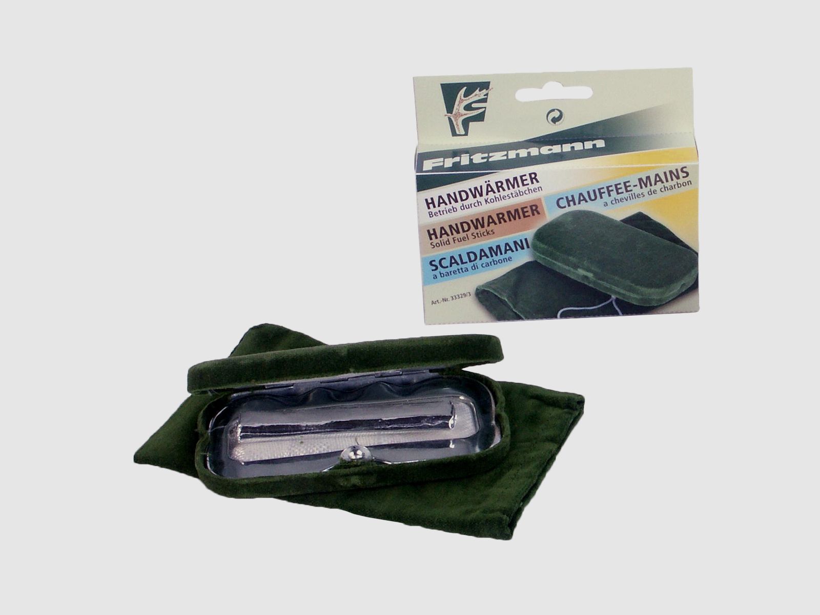 Taschenofen mit Kohlestäben - außen mit Stoff bezogen