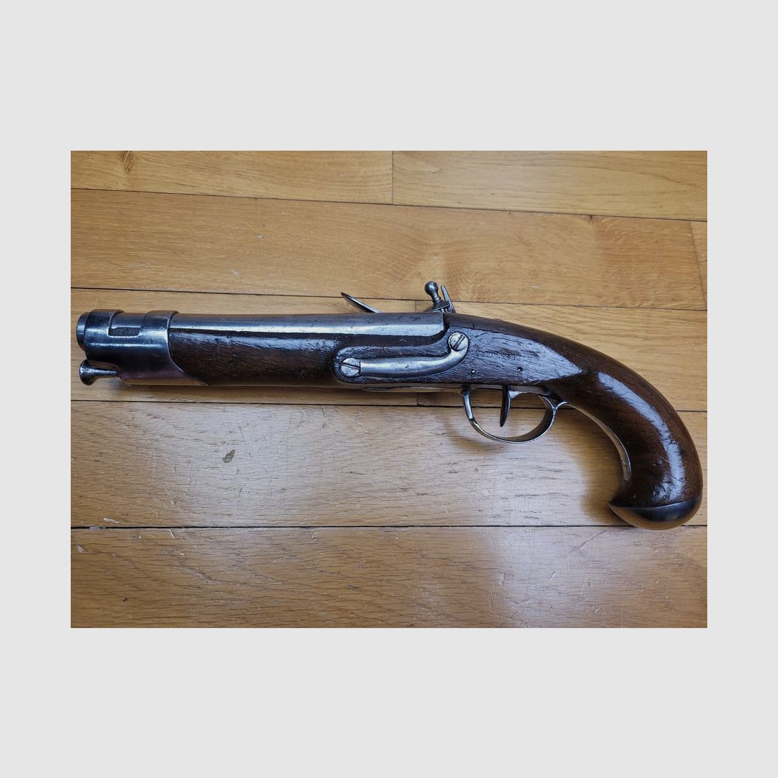 Halb-Stock-Pistole – Revolutionäre Herstellung Clemanson (Paris?) – Ca. 1792-1799 – seltene Homogenität – guter Zustand, Bild 7 von 22