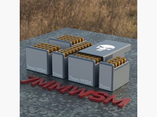 Filamelt caja de municiones / Caja de municiones 7mm WSM - caja de cartuchos para 50 disparos, fabricada en Alemania