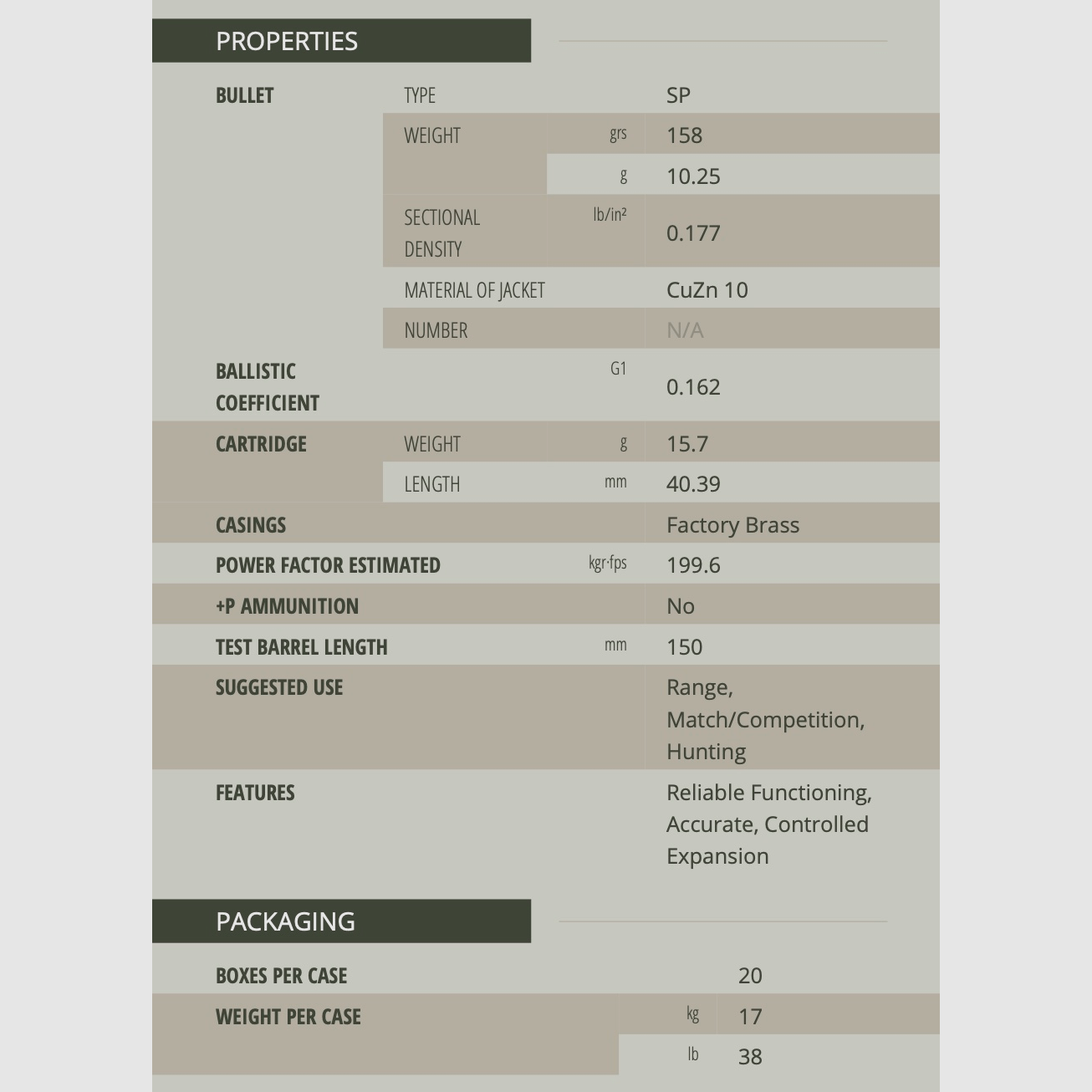 Sellier & Bellot 196283 .357 Mag. Partial jacket 10.2 158grs. Revolver cartridges