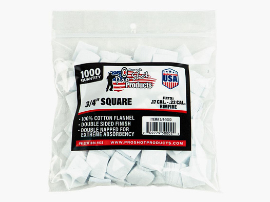 1000 patches 3/4" square .17-.22/5.6mm