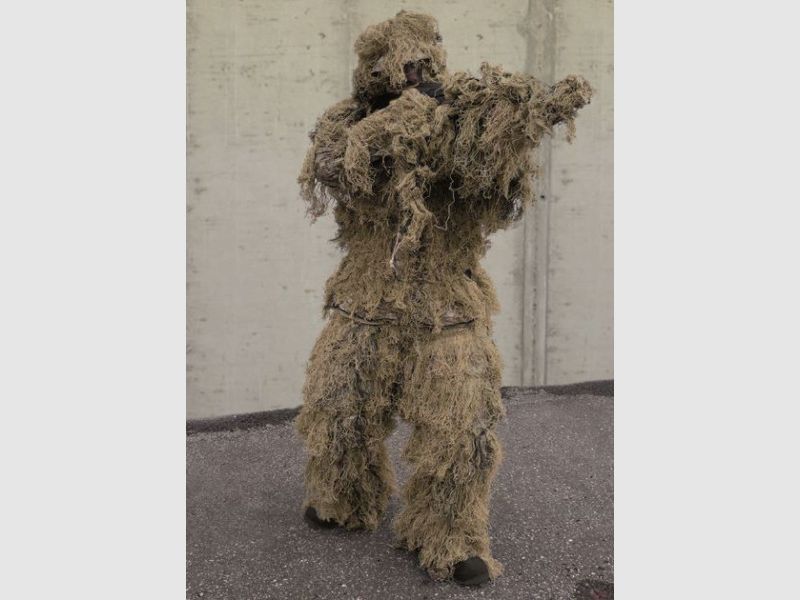 GHILLIE SUIT / CAMOUFLAGE DE SNIPER - DÉSERT - 4. PIÈCE - RÉSISTANT AU FEU