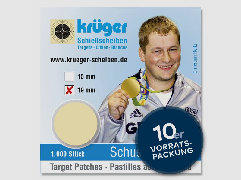 KRÜGER - Plaster do strzelania - Beżowy - Ø 19 mm - Opakowanie 10 sztuk