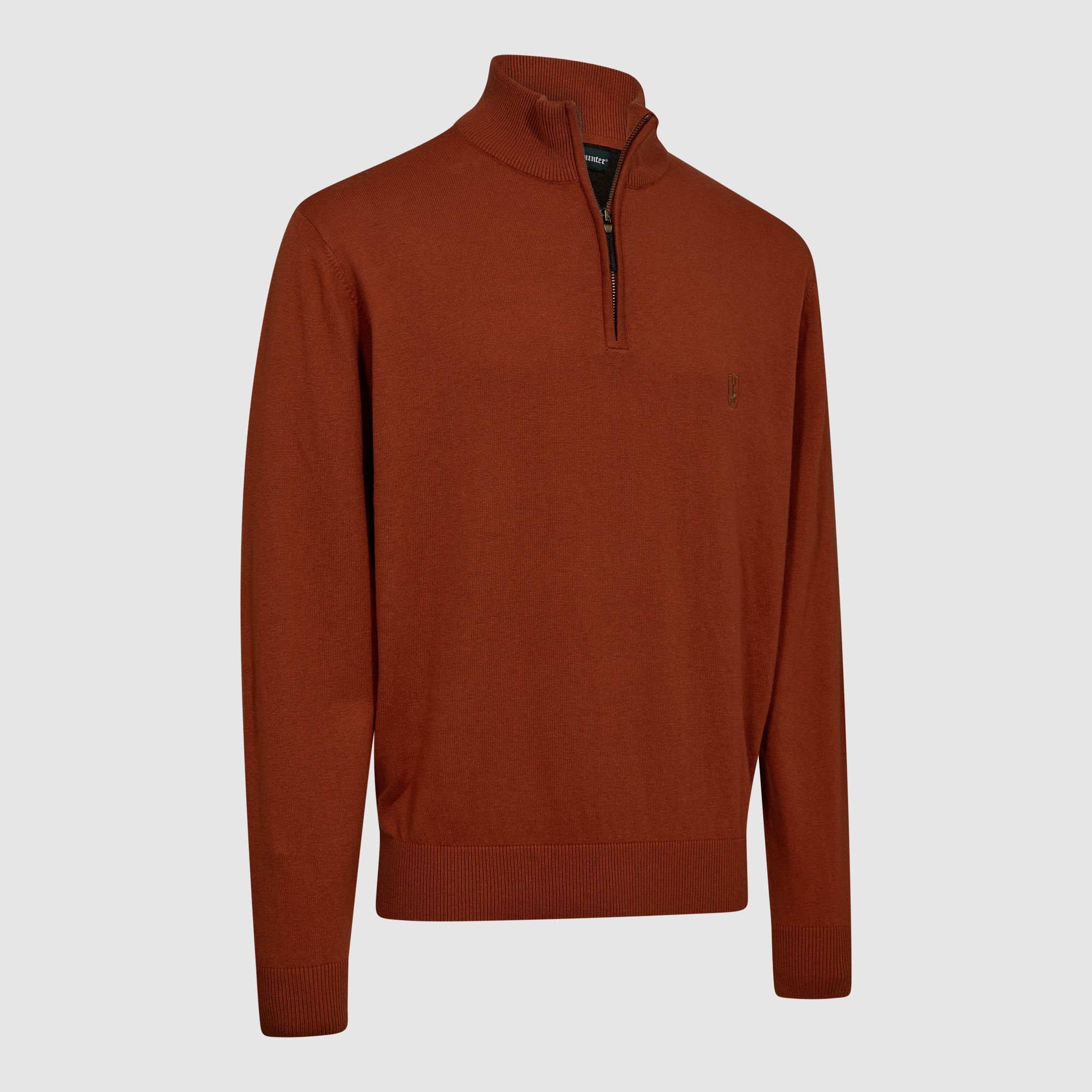 Deerhunter Harrington 1/2-Zip Pull en Tricot Homme Oak Rust Melange S