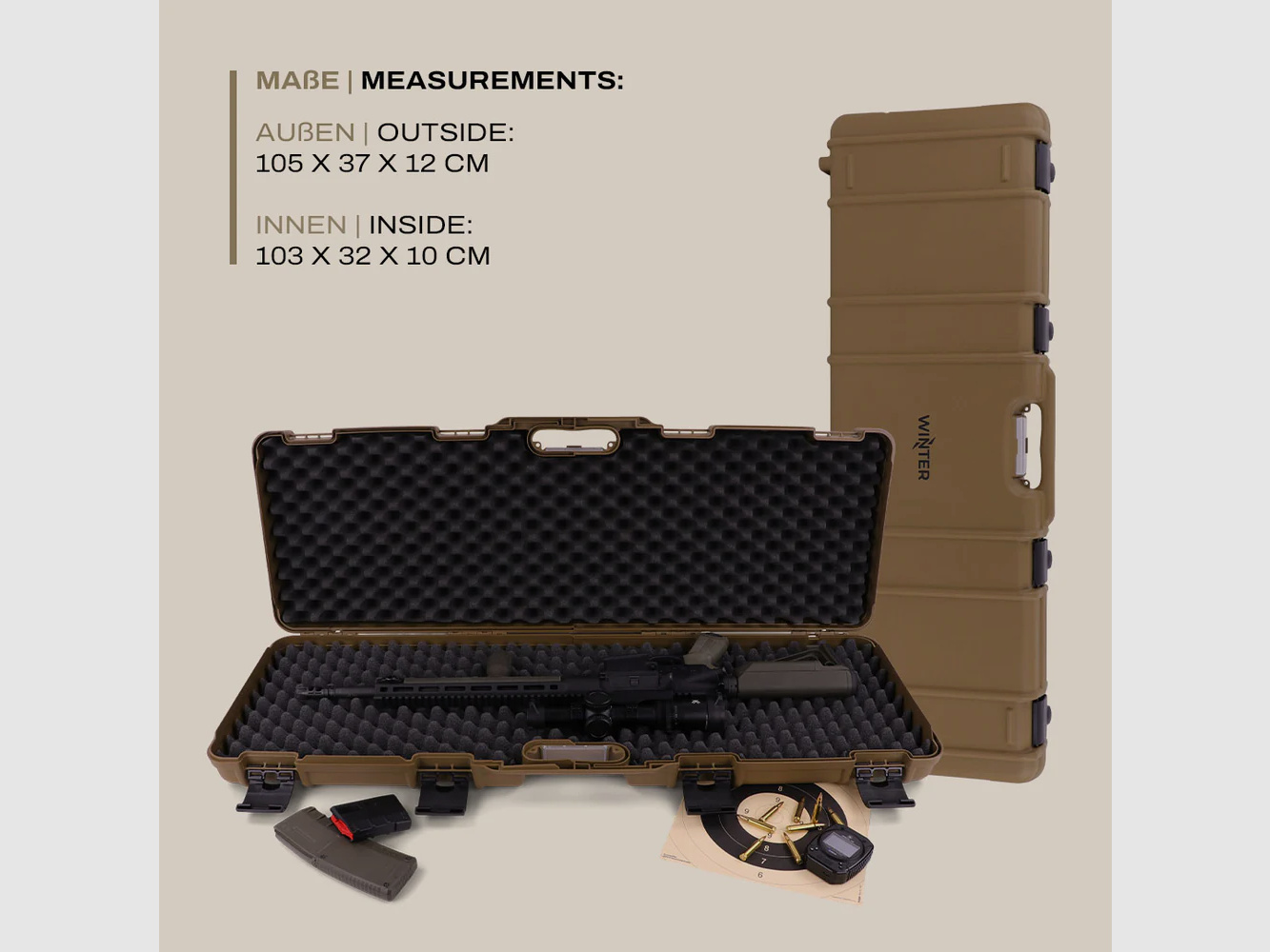 Funda para Rifle Winter W10 103 cm – estuche rígido robusto para armas largas