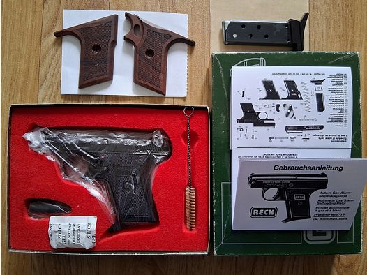 Sammler aufgepasst !!! Reck Protector Mod. G5, PTB-12 Beschuss-84, Holzgriffschalen, Ersatzmagazin