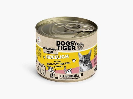 Dogs'n Tiger Katzen Nassfutter Herzlich Huhn & Rinderherzen 200 g