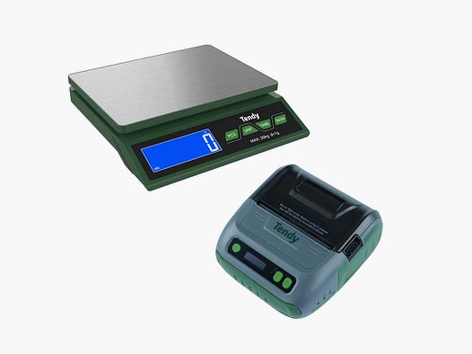 Tendy Paket Libra Waage + Scriptor Etikettendrucker