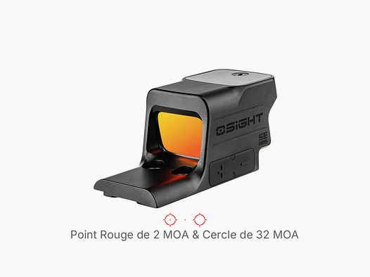 Viseur point rouge OSIGHT SE MOS sur système GLOCK® MOS gen 5 multi-réticules 2 MOA et cercle de 32 MOA