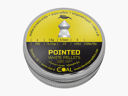 Coal Pointed White Pellets Spitzkopf Diabolos geriffelter Schaft Kal. 5,5mm/.22 100 Stk.