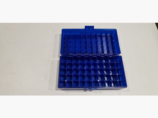 CAJA DE ALMACENAMIENTO AZUL PARA MUNICIONES 45 ACP