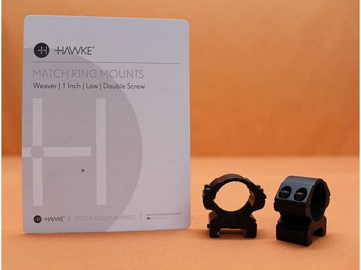 HAWKE HAWKE Pierścienie montażowe Match 1" niskie (22112) BH=6mm Aluminium czarne matowe do profilu Weaver-/ Picatinny