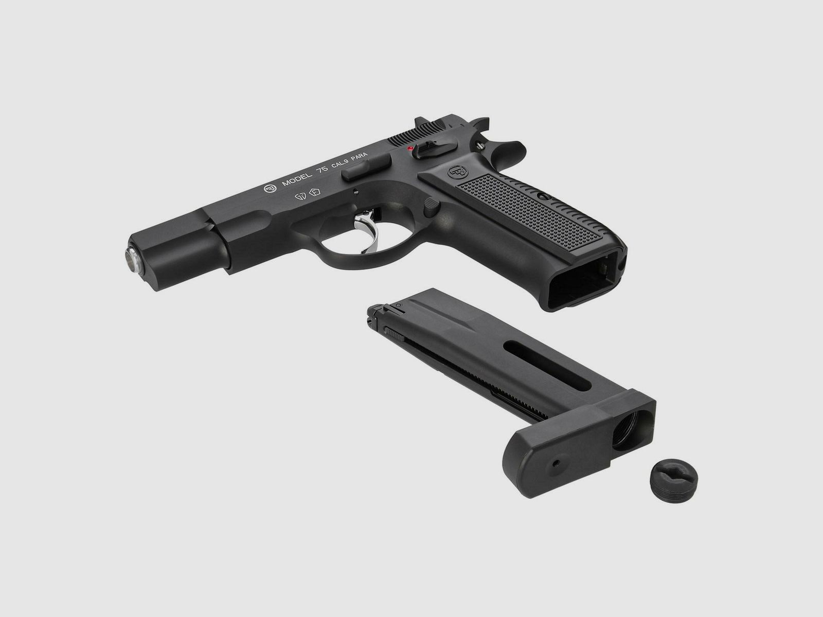 Luftpistolenset CZ 75 4,5 mm Stahl BB Co2-Pistole Vollmetall Blow Back (P18) + 10 Co2-Kapseln Umarex + 1500 Stahl BB's Umarex