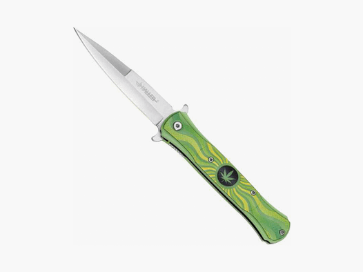 Stiletto pocket knife glowing in the dark