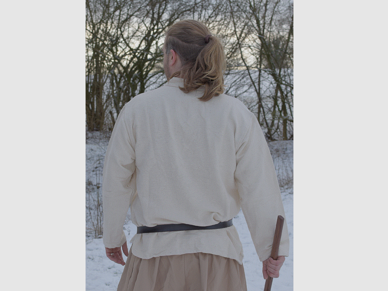 Schweres Mittelalter-Hemd, schnürbar, handgewebt, natur