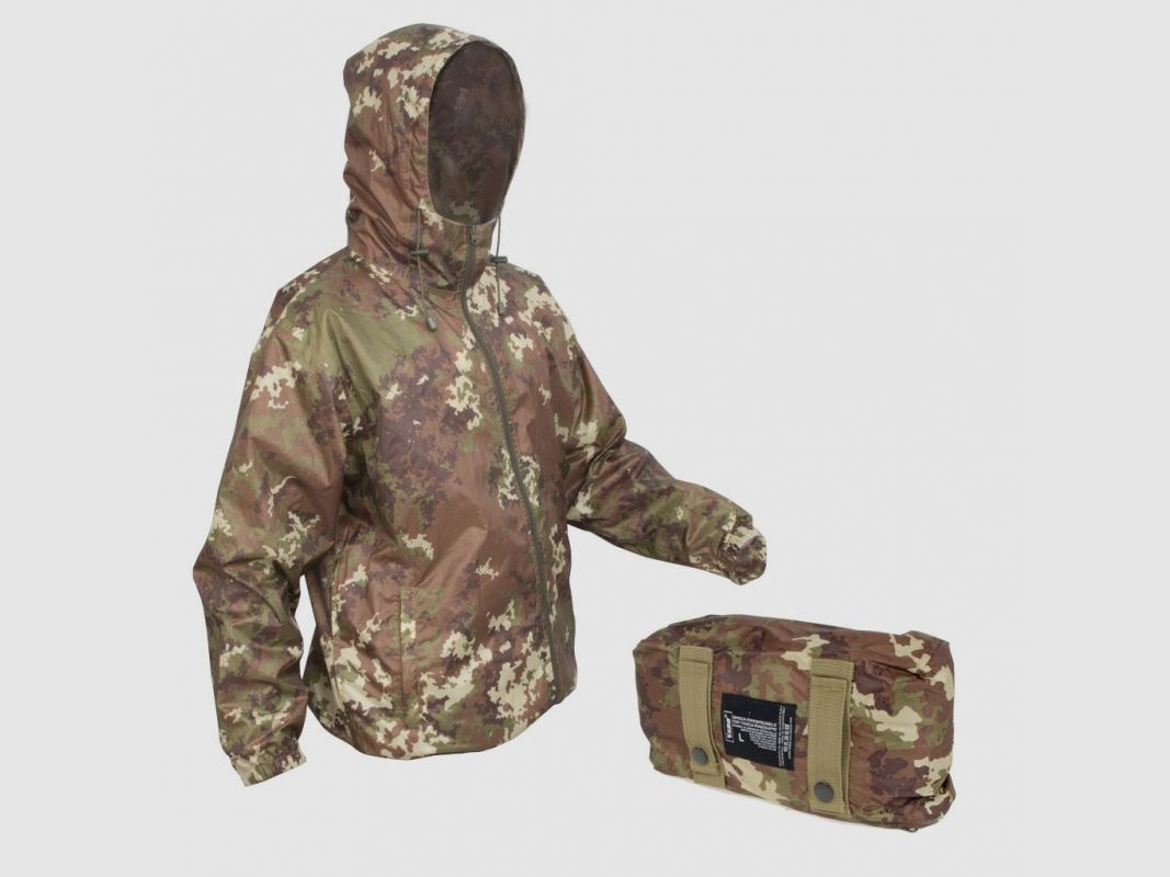 Waterproof and windproof jacket with pouch