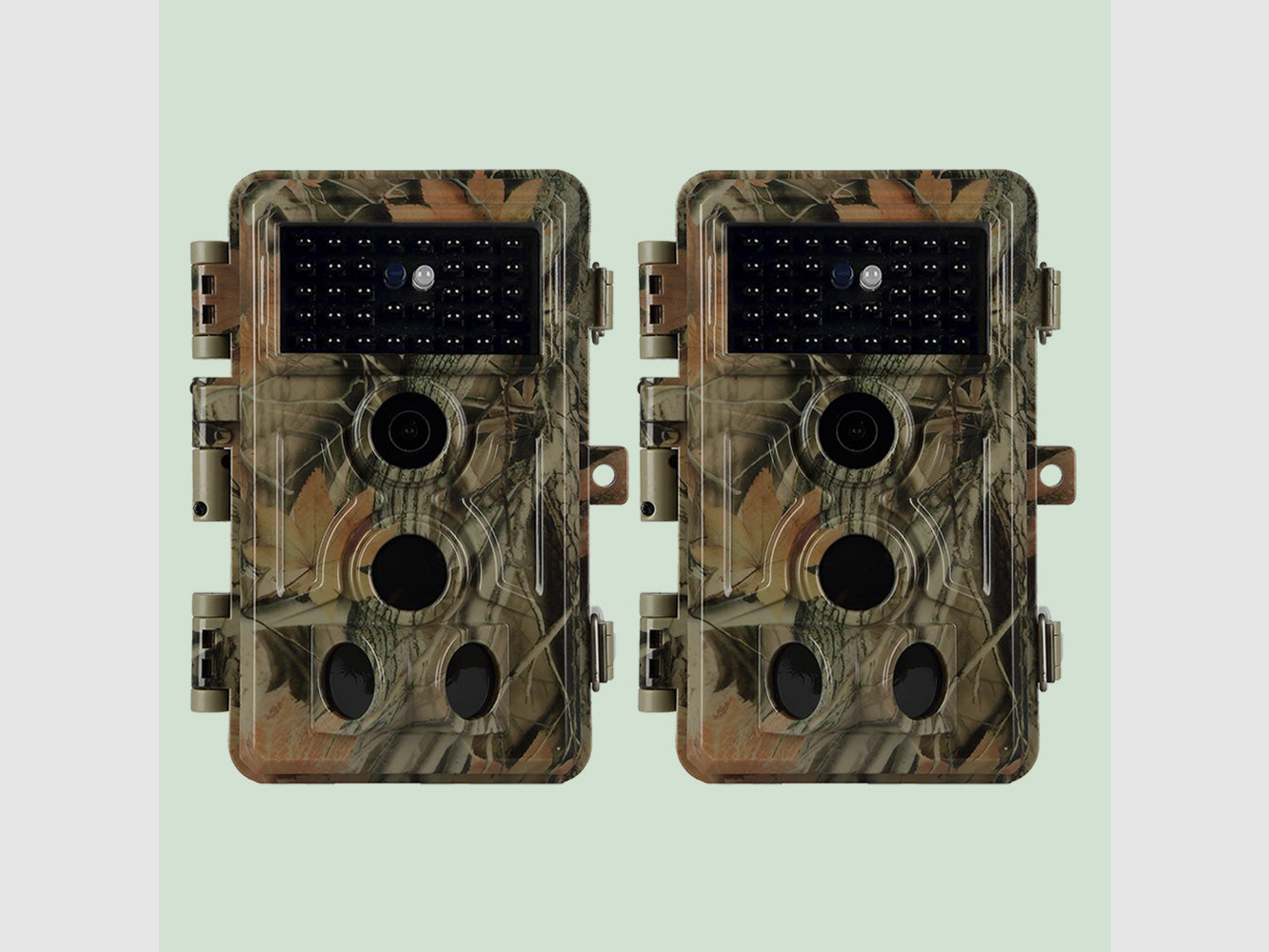 2-tlg. Wildtierkamera 48MP 1296p mit Bewegungsmelder Nachtsicht Max. Entfernung bis 90 Füße, 0,1s Trigger Geschwindigkeit，IP66 Wasserdichter| A262