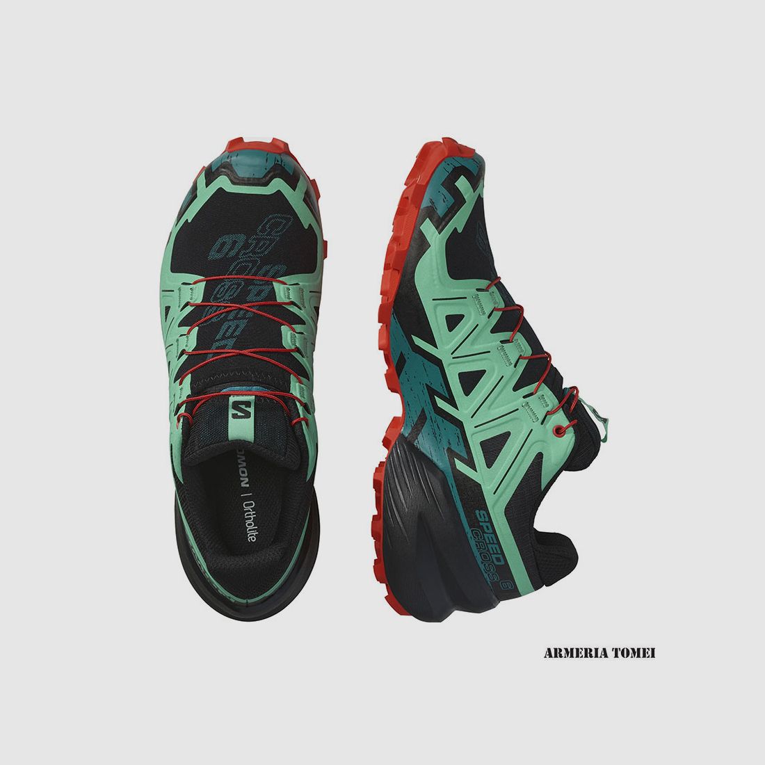 SALOMON – FEMMES – SPEEDCROSS 6 W Noir / Biscay Vert / Rouge Feu, image 5 sur 7