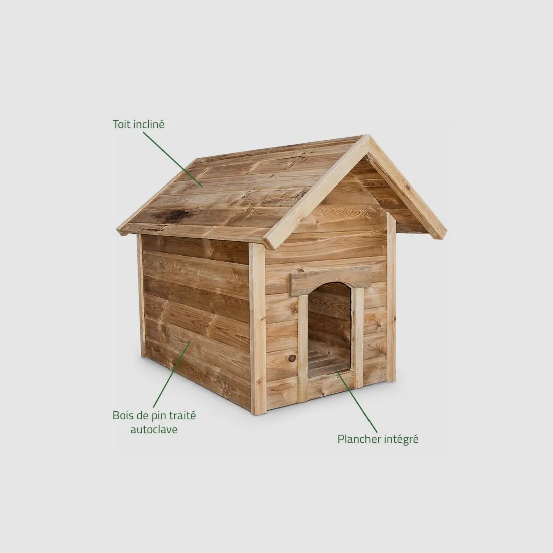 Niche pour grand chien en pin autoclave 115 × 80 × 106 cm, image 4 sur 15