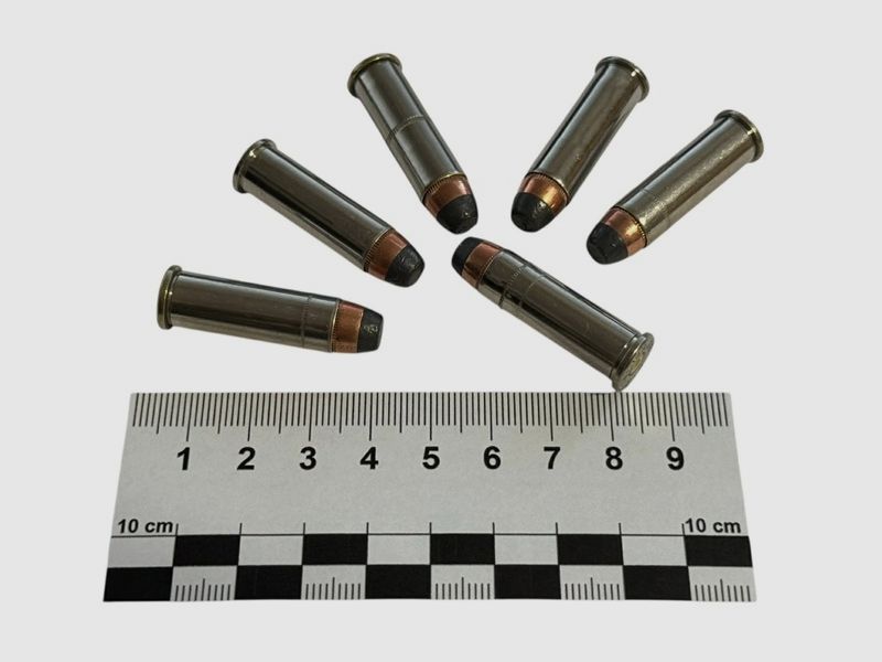 6 pieces of decommissioned ammunition caliber .38 Special full metal jacket in nickel case