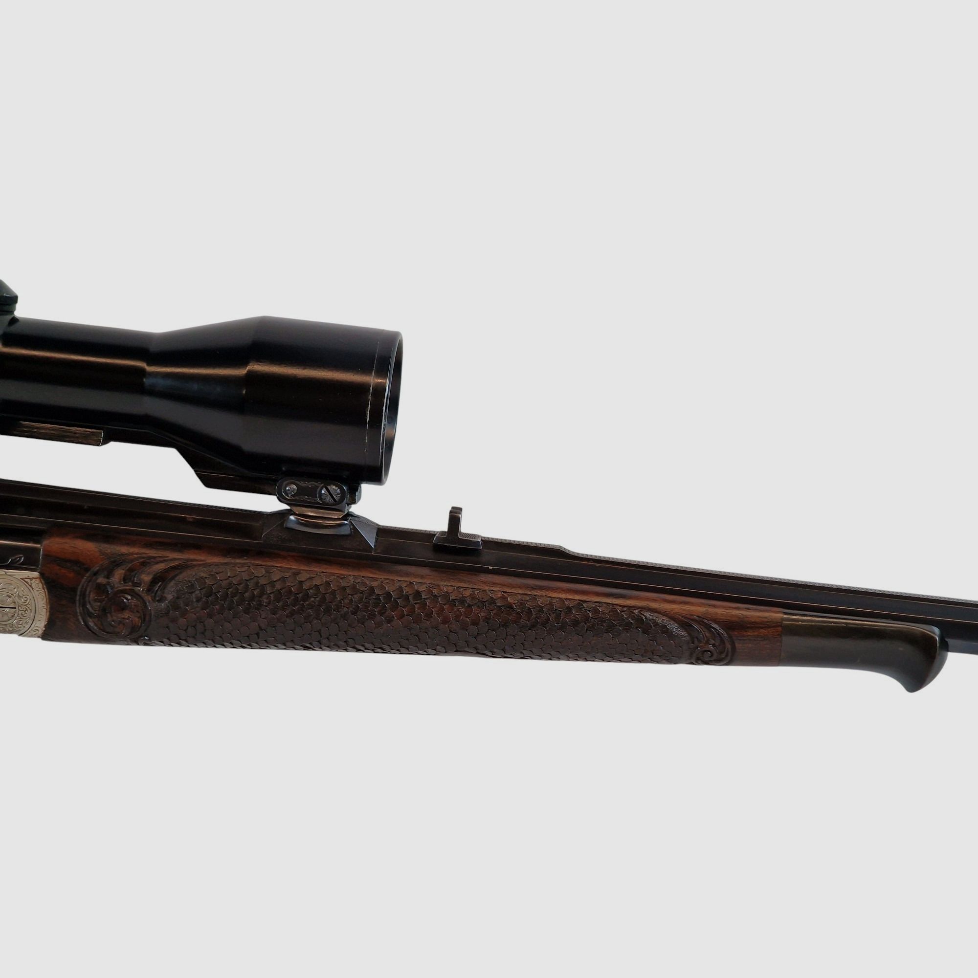 Outschar Ferlach side lock break-action rifle in caliber 6.5x57R with variable Zeiss optics