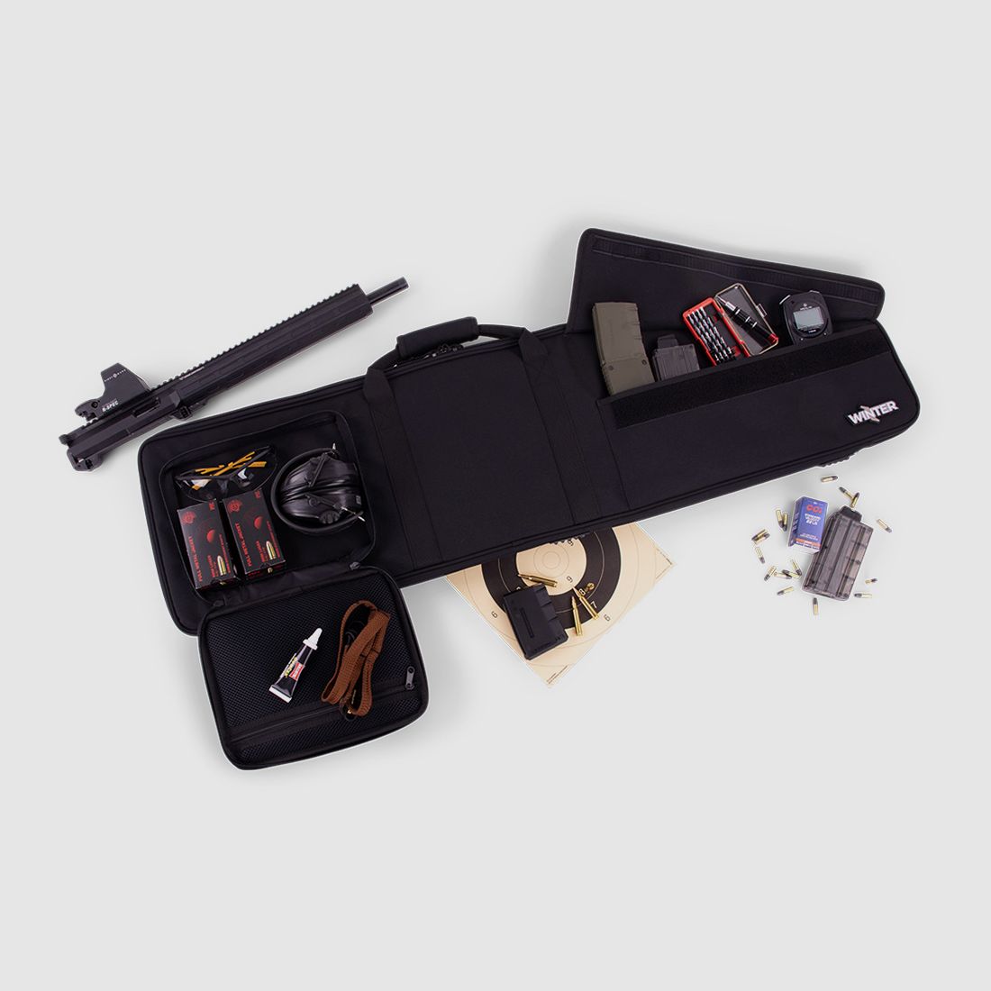 Bolsa de armas de invierno W4 110 cm - repelente al agua, bloqueable, correas de mochila desmontables (Noche)