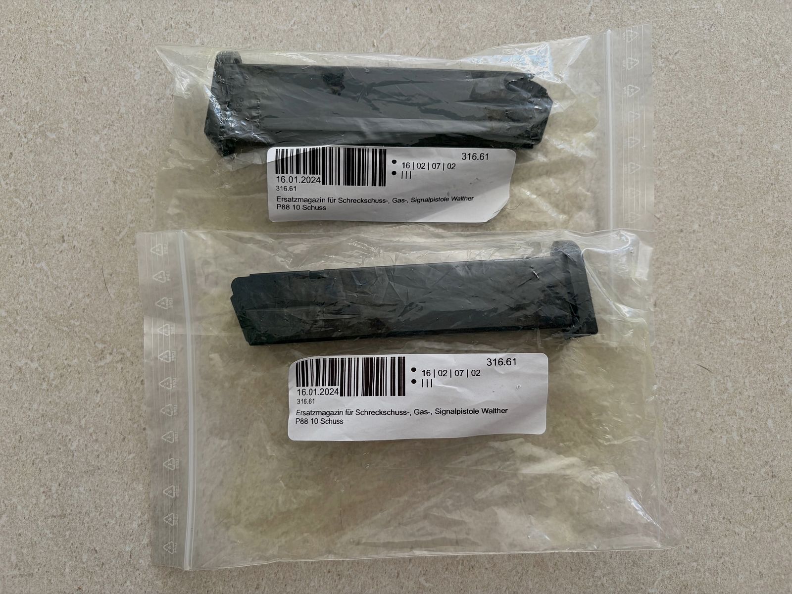 2x Original Walther P88 spare magazine | 10 rounds | 9 mm P.A.K. | New