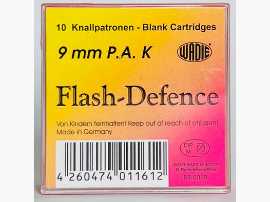 Cartucce a colpo di frusta Flash Defence 9 mm P.A.K. per pistole 10 colpi