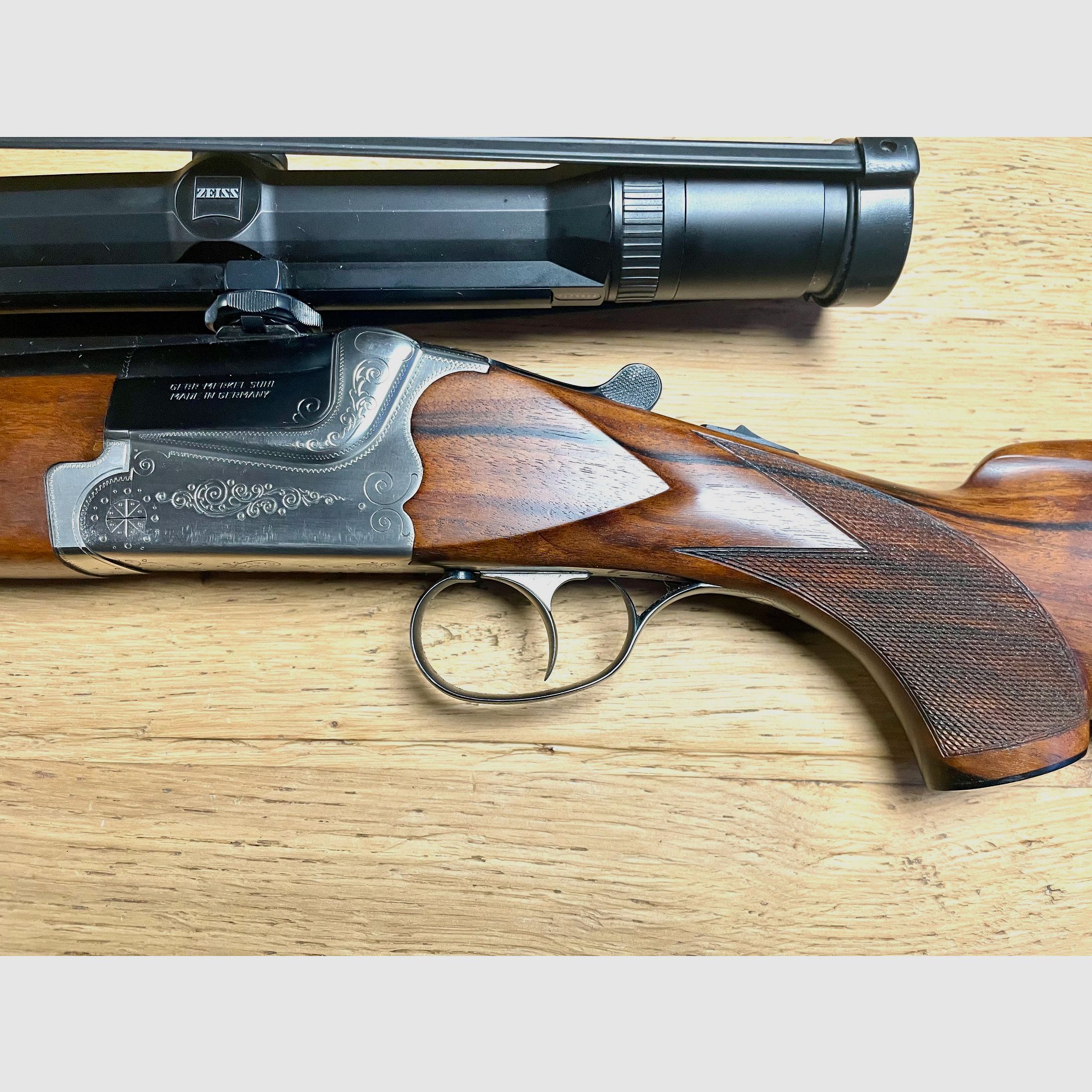 Bockdoppelbüchse Gebr. Merkel Suhl - Calibre : 9,3x74R incluant ZF Zeiss Diavari ZM 2,5-10x48