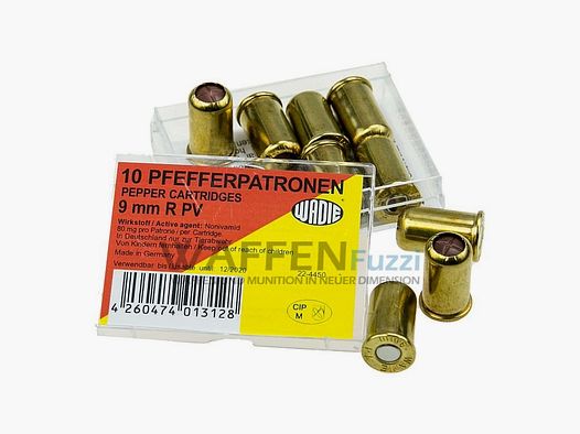 Wadie 9 mm pepper ammunition for revolvers 10 rounds
