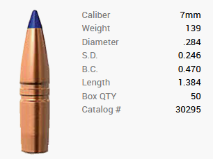 Balle Barnes 7mm/.284 139GR Long-Range X BT 50 pièces