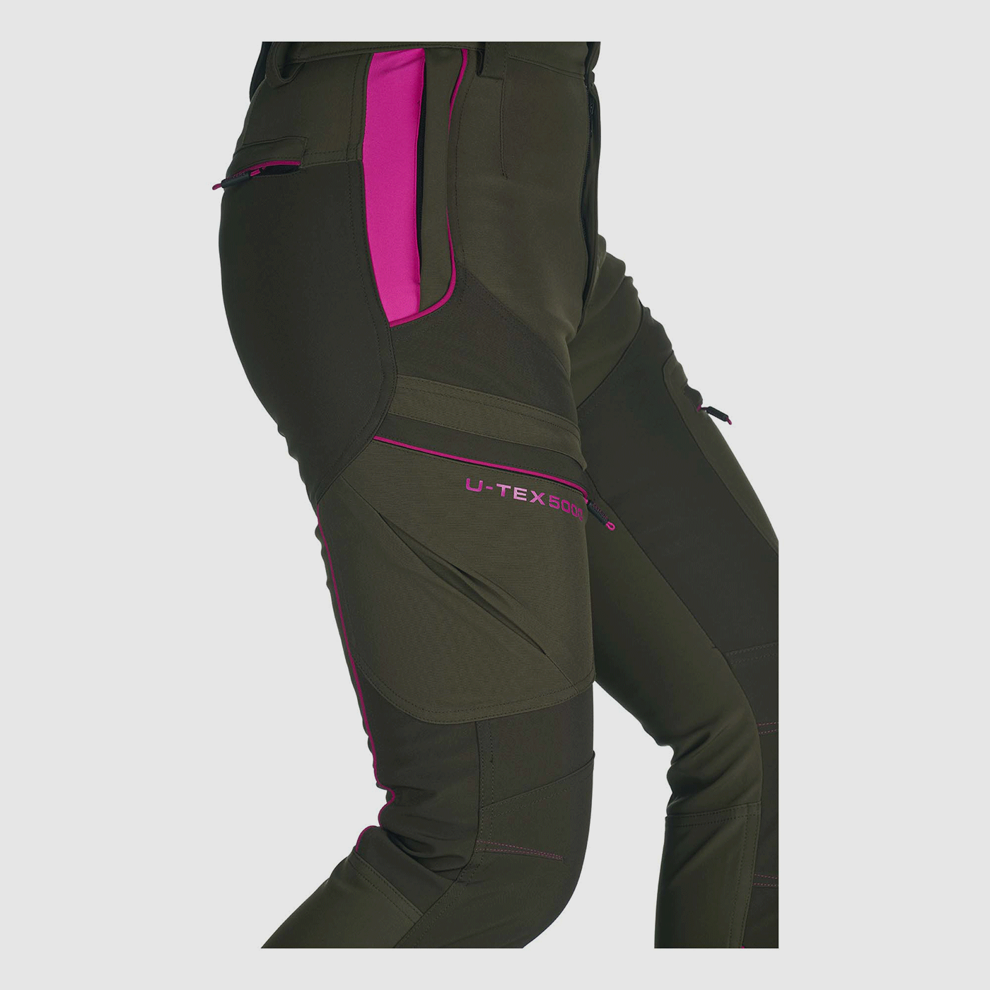 PANTS – UNIVERS – WOMEN – HUNTING PREDAZZO SOFTSHELL U-TEX Green/Pink, image 5 of 6