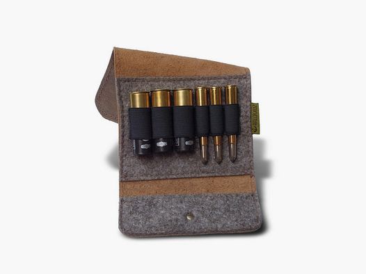 Patronenetui nubuck leather, double-barreled shotgun