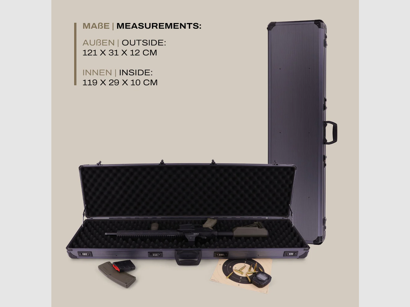 Winter W12 Alu Funda para Rifle 119 cm – Funda de Aluminio para Armas Largas