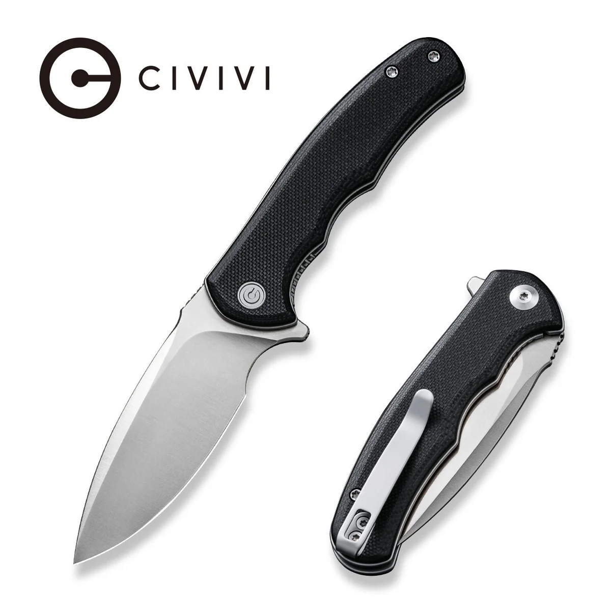 Nóż składany Civivi Mini Praxis Black G10, Satin D2 C18026C-2 w etui