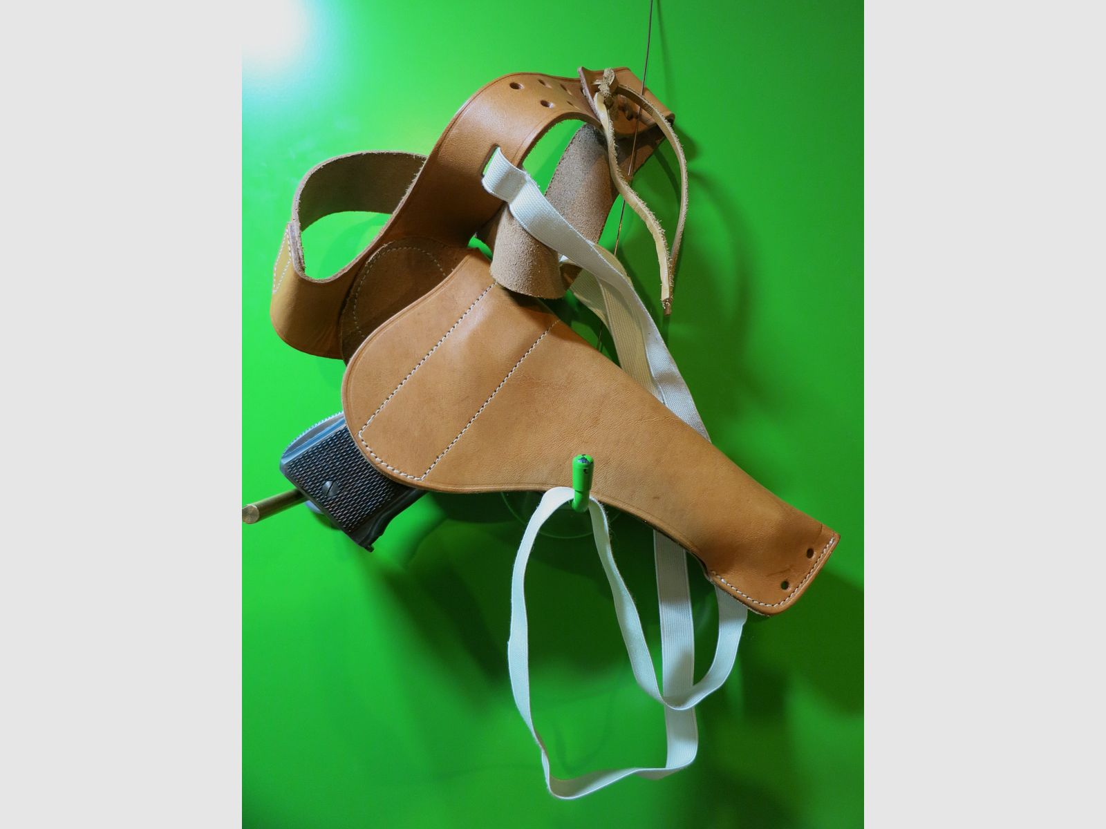Shoulder holster, quick-draw holster revolver + pistol 5" e.g. 1911, leather + textile, image 1 of 2